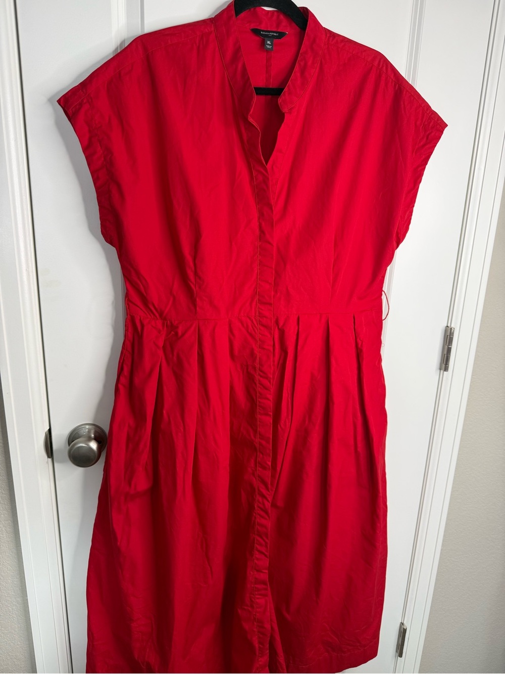 Banana Republic Factory Red Sunset Button Front Tie Waist Dress XL - Picture 5 of 12